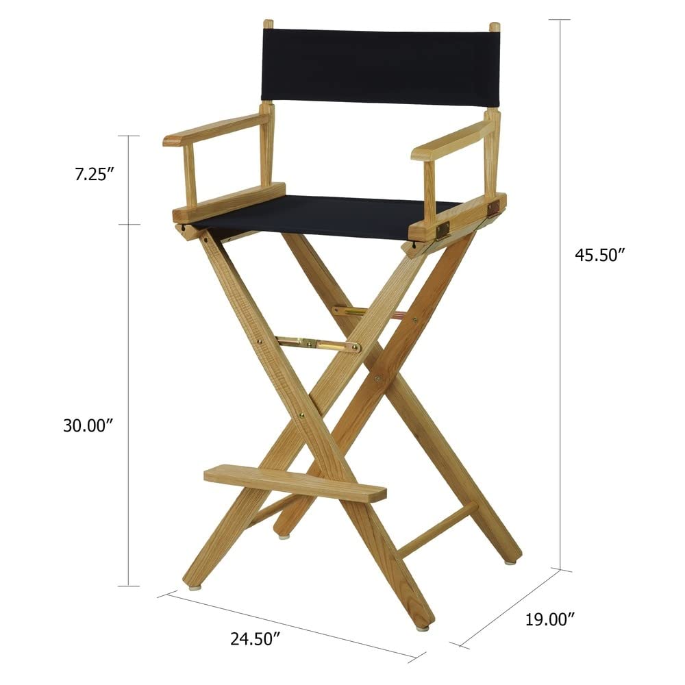 Extra-Wide Bar Height Director's Chair Black Canvas P9622