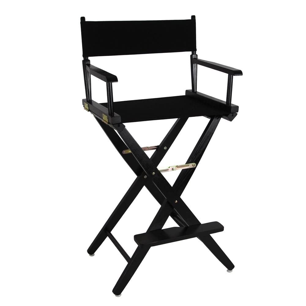 Extra-Wide Bar Height Director's Chair Black Canvas P9622
