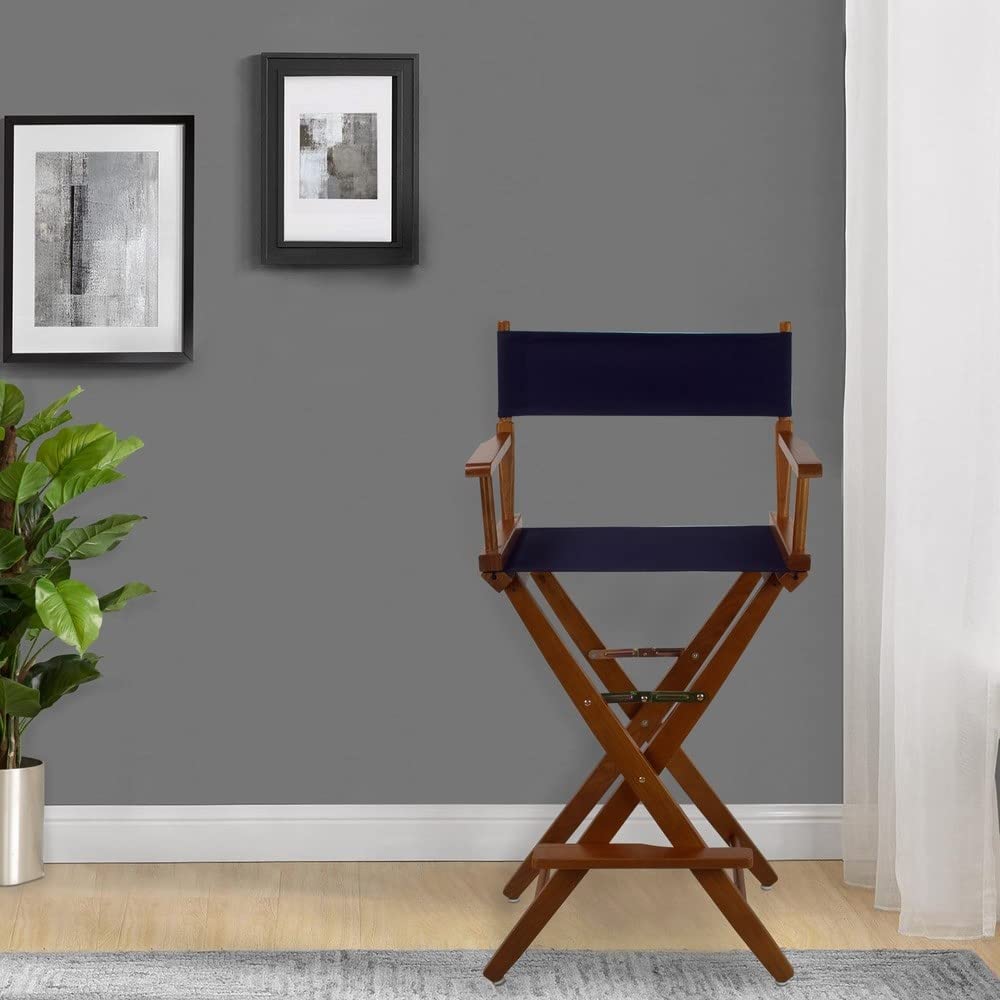 Extra-Wide Bar Height Director's Chair Black Canvas P9622