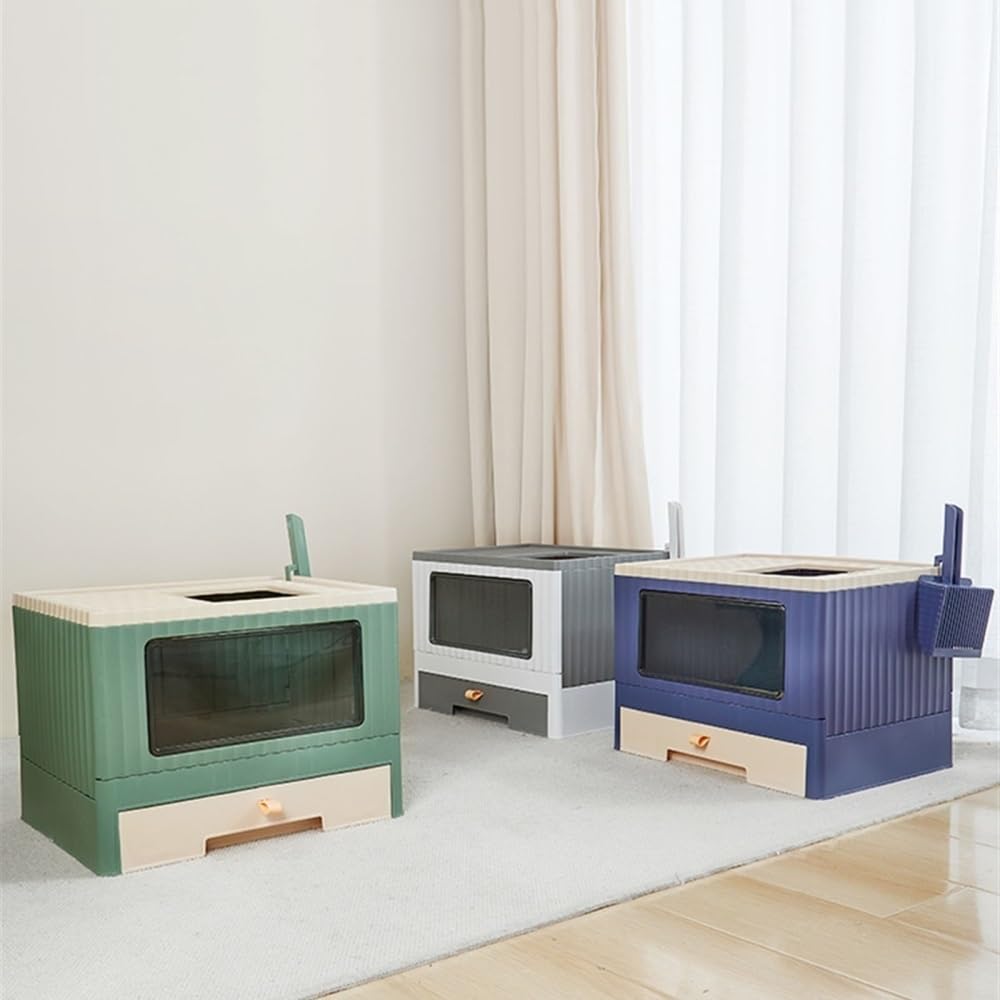Foldable Top Entry Cat Litter Box with Lid D946