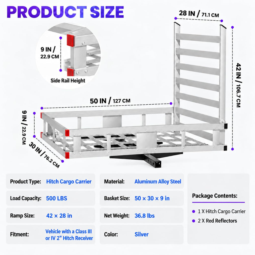 Heavy-Duty Aluminum Hitch Cargo Carrier U9300
