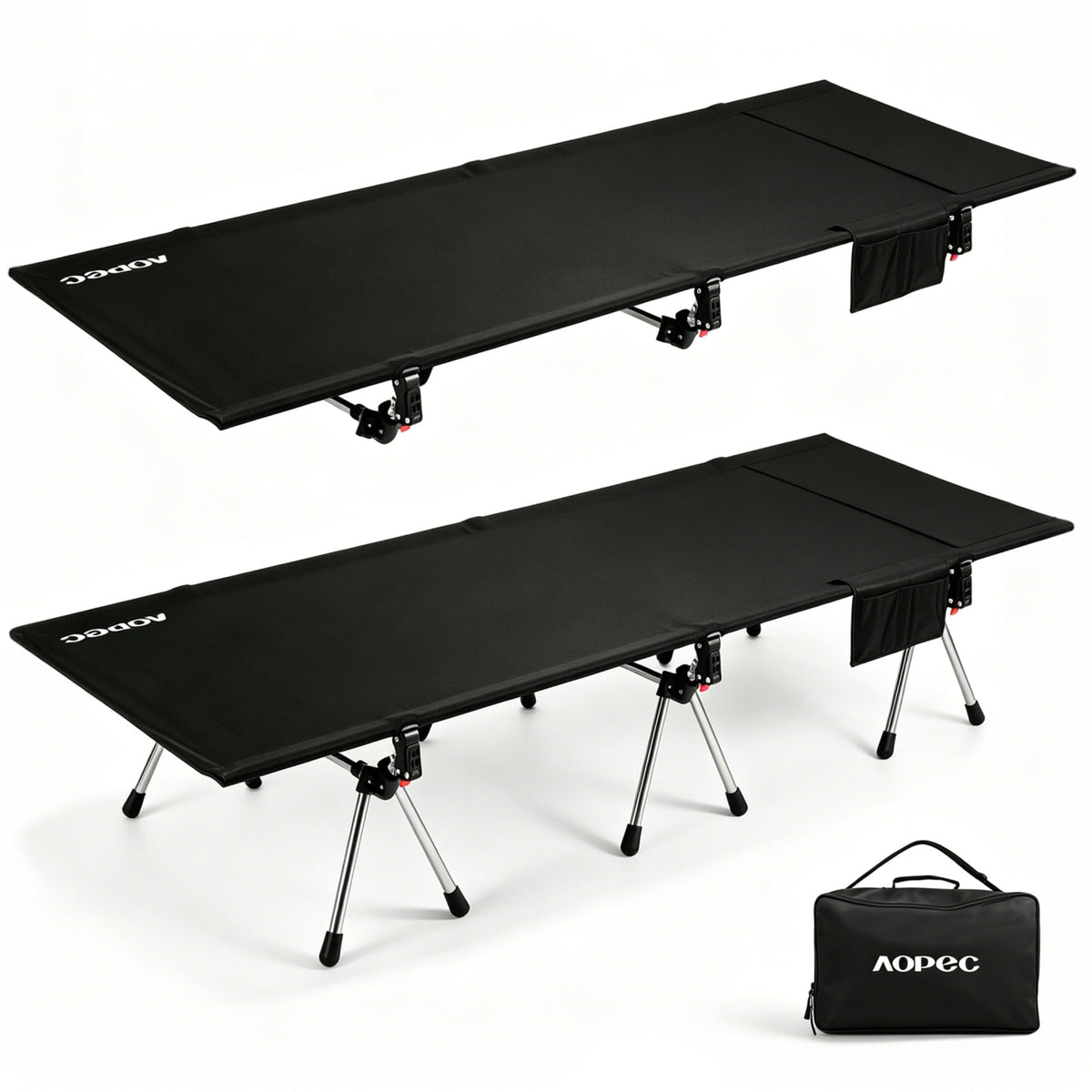 Height Adjustable Black Camping Cot K343