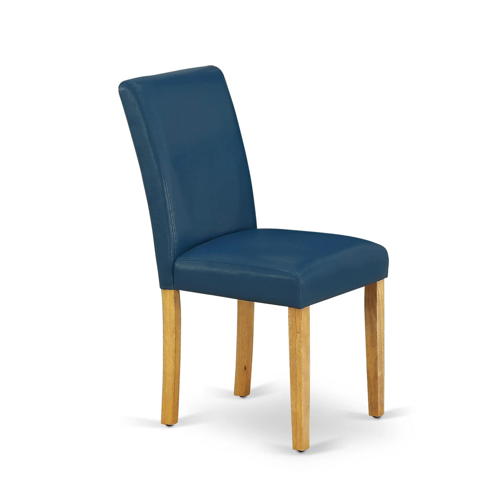 5 Piece Oak Dining Table Set with 4 Blue Faux Leather Chairs D496