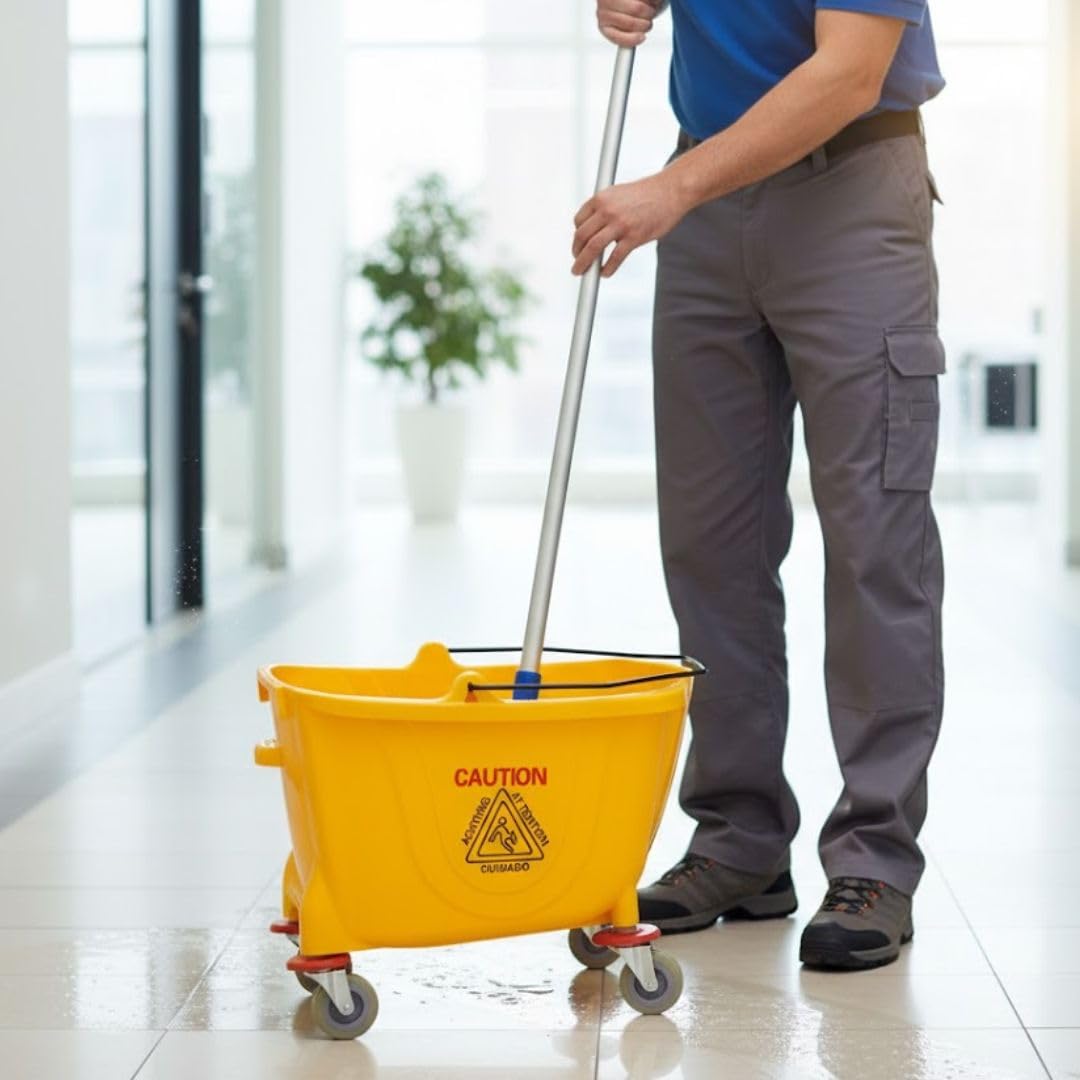 35 qt. Yellow Mop Bucket on Wheels C23632