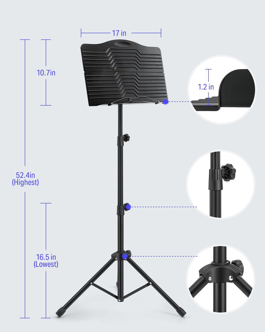 Sheet Music Stand with Light & Carrying Bag N6481