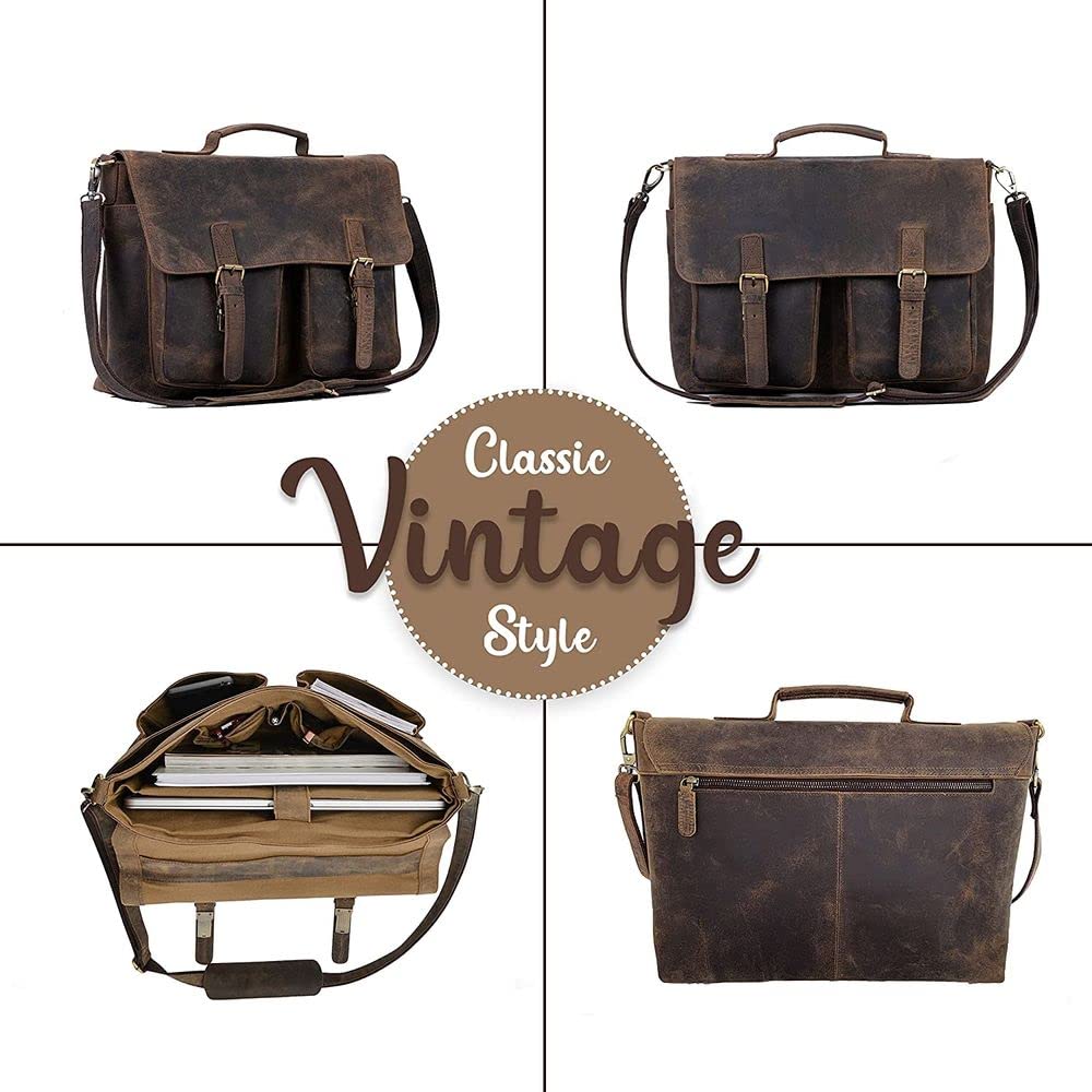 16 Inch Leather Laptop Messenger Bag C6558