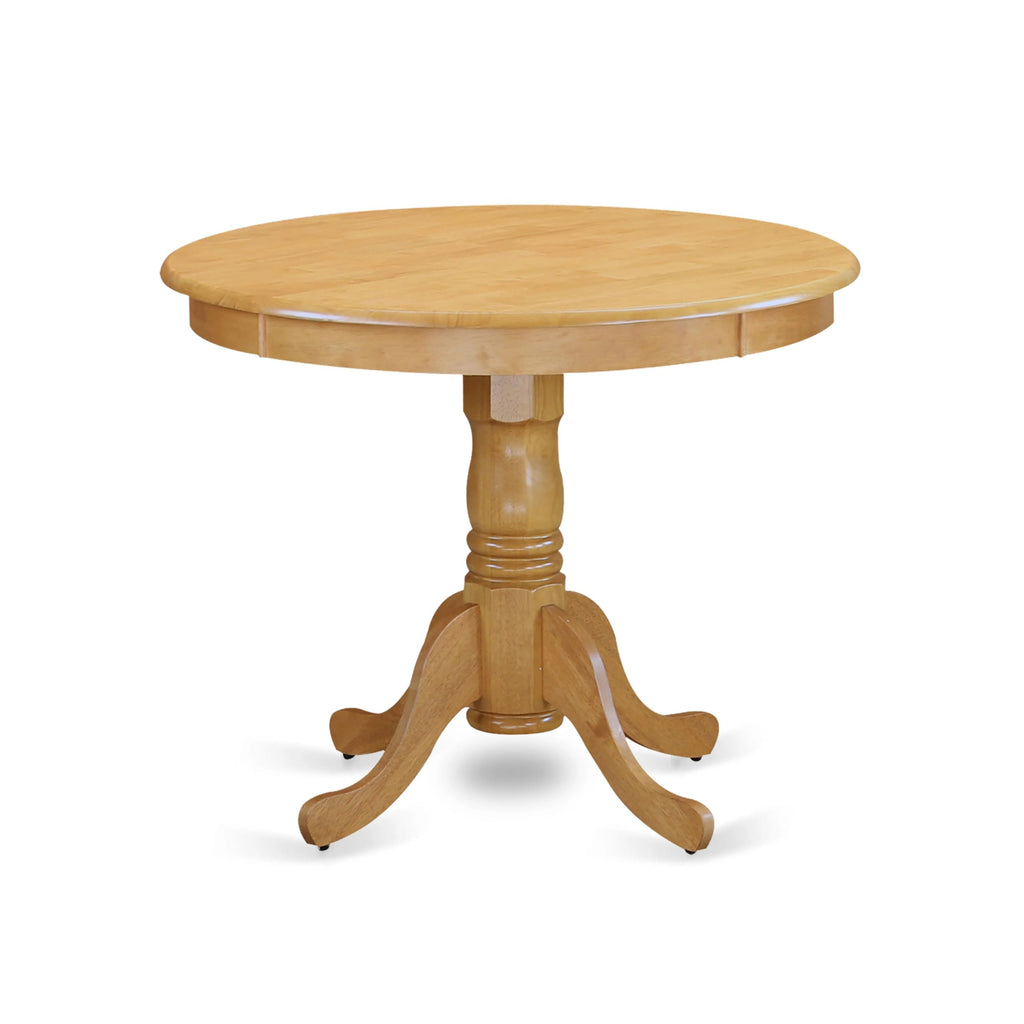 5 Piece Oak Dining Table Set with 4 Blue Faux Leather Chairs D496