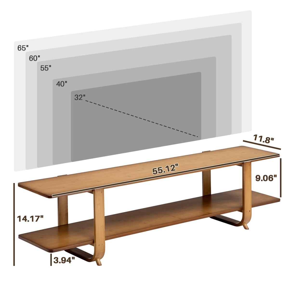 Bamboo TV Stand with Storage up to 65'' V757