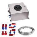 5 Gallon 20L Polished Aluminum Fuel Cell Tank with Cap Level Sender Oil Feed Line O9817