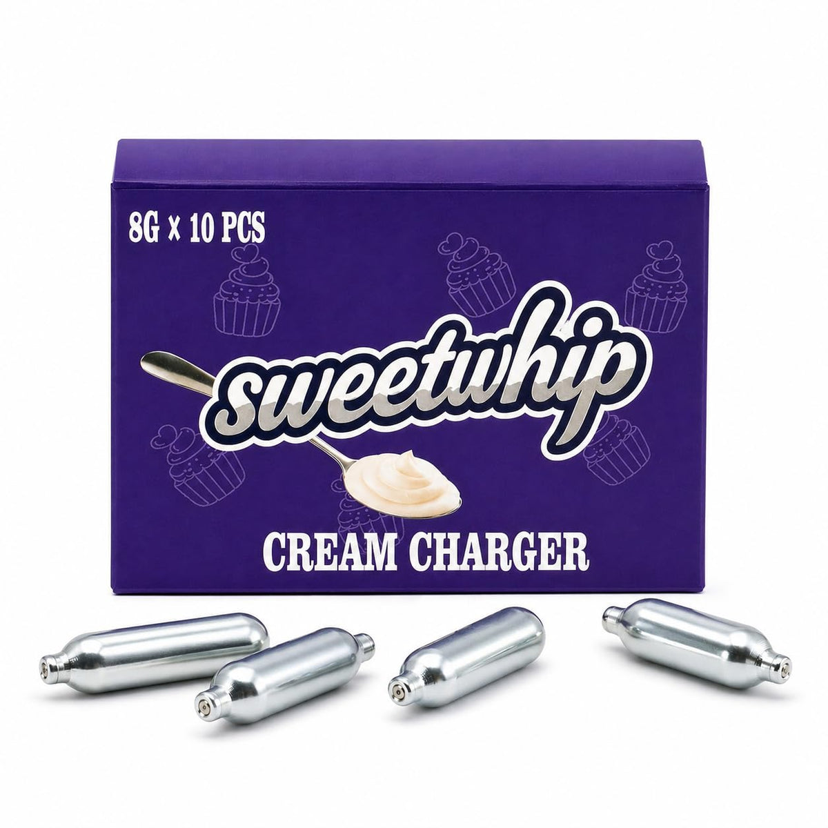 Whipped Cream Charger 10-Pack 8g Nitrous Oxide Cartridges Q829
