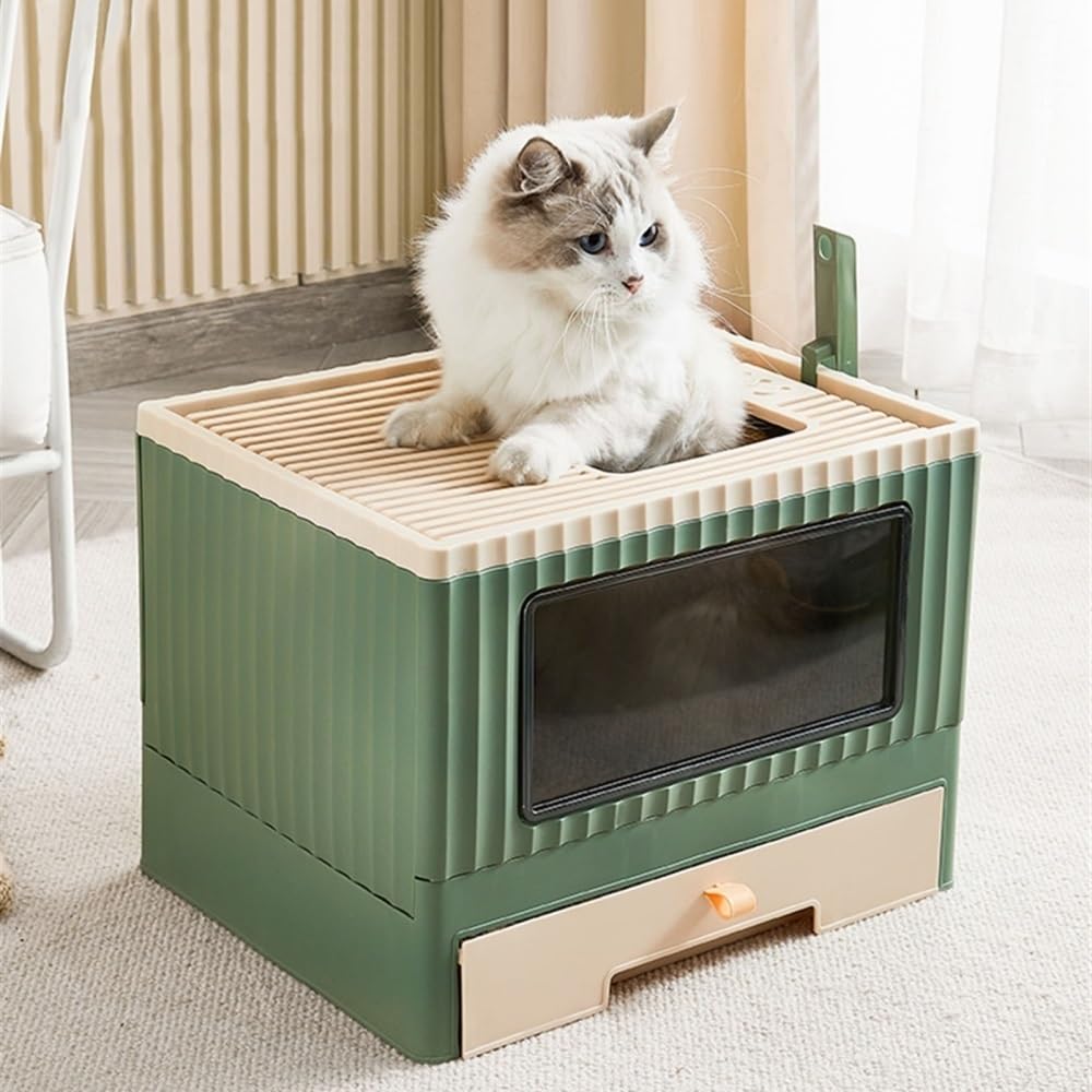 Foldable Top Entry Cat Litter Box with Lid D946