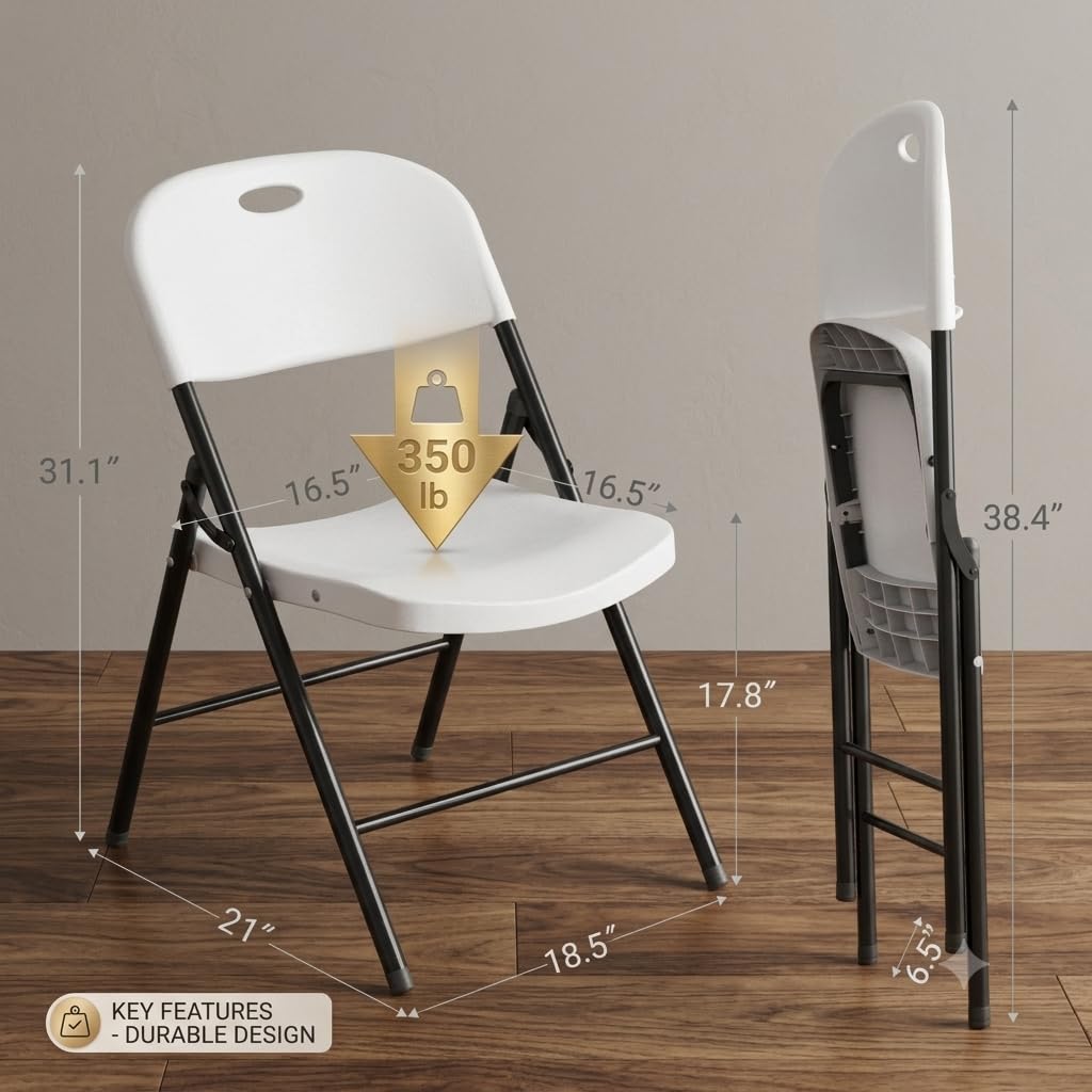 Heavy Duty Plastic Folding Chair with Reinforced Steel Frame X2776