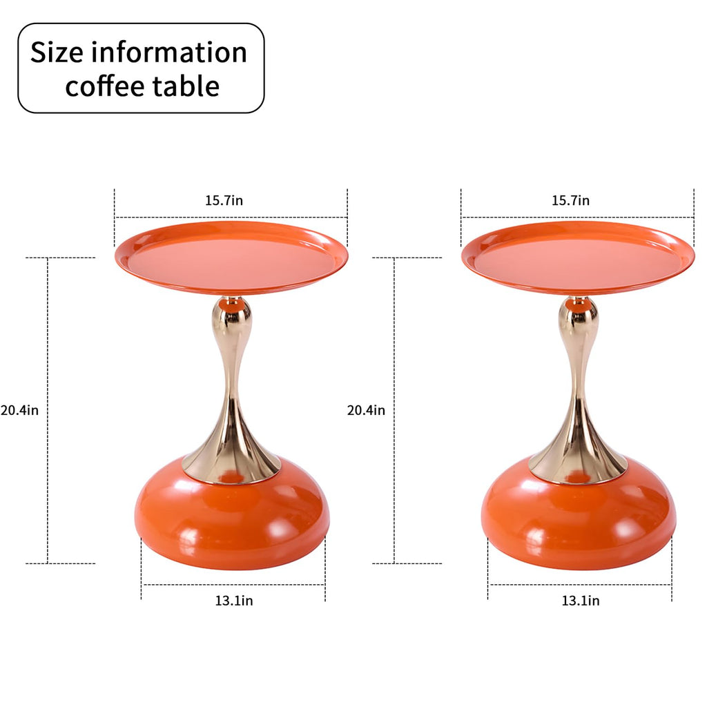 2-Pack Hourglass Side Table Orange Glossy Accent Table I70874