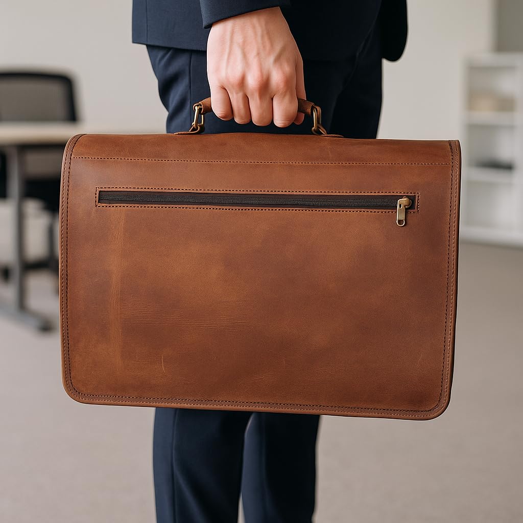 18 inch Leather Messenger Bag W278