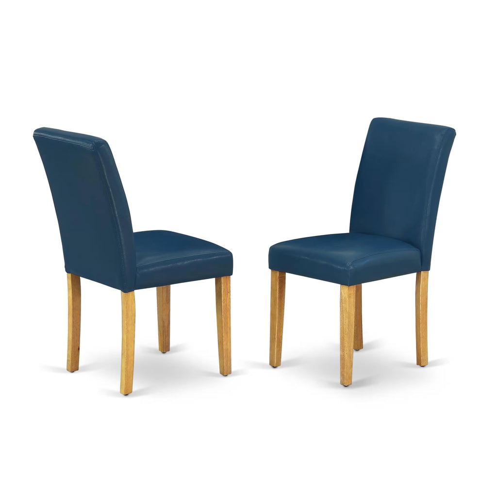 5 Piece Oak Dining Table Set with 4 Blue Faux Leather Chairs D496