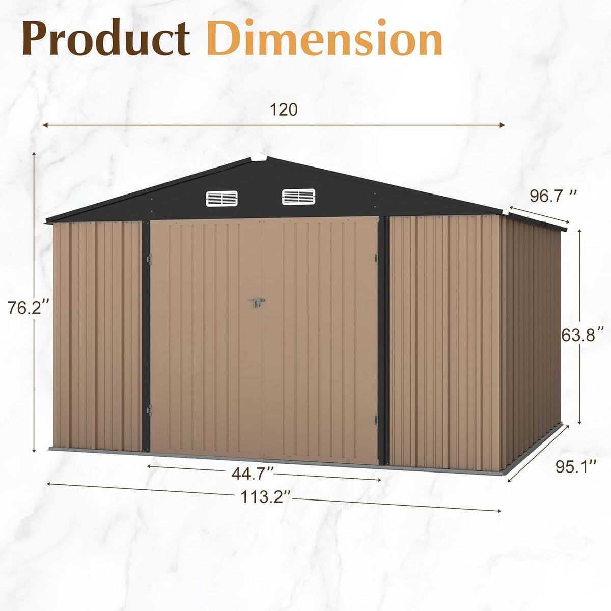 10 x 8 FT Metal Outdoor Storage Shed with Lockable Door W266