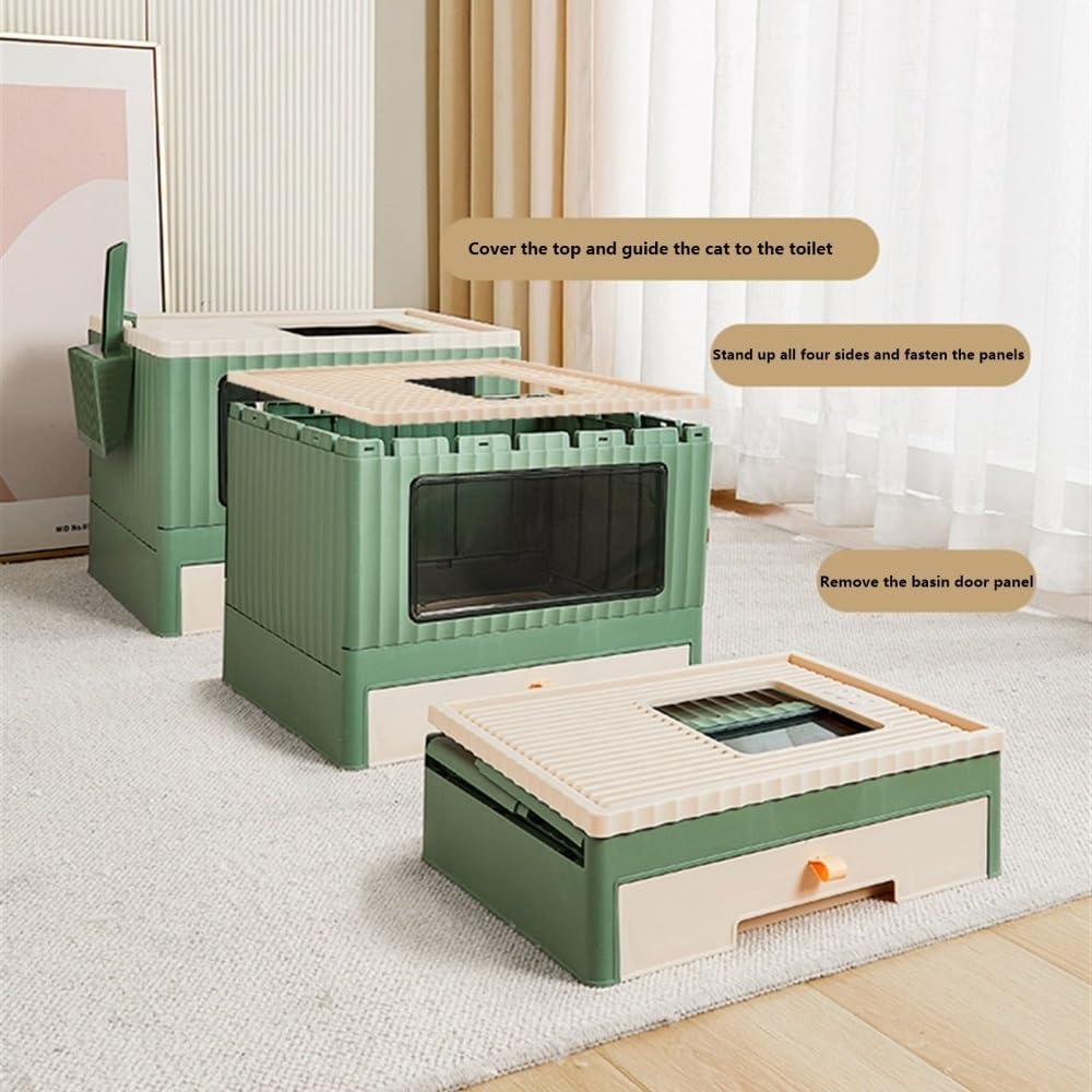 Foldable Top Entry Cat Litter Box with Lid D946