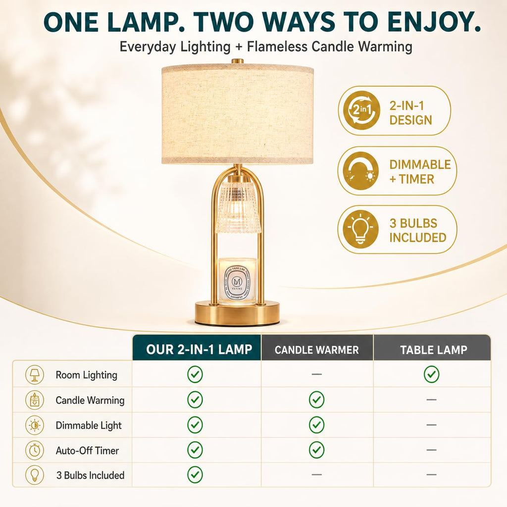 2 in 1 Gold Candle Warmer and Table Lamp Q390016