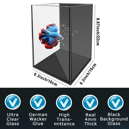 1.5 Gallon Glass Betta Aquarium Starter Kit with LED Light and Power Filter Q383316