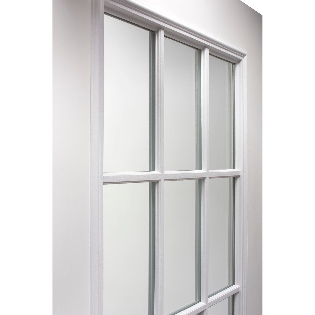 Primed Left Hand Outswing 9 Lite Prehung Front Door with Pet Door M297228
