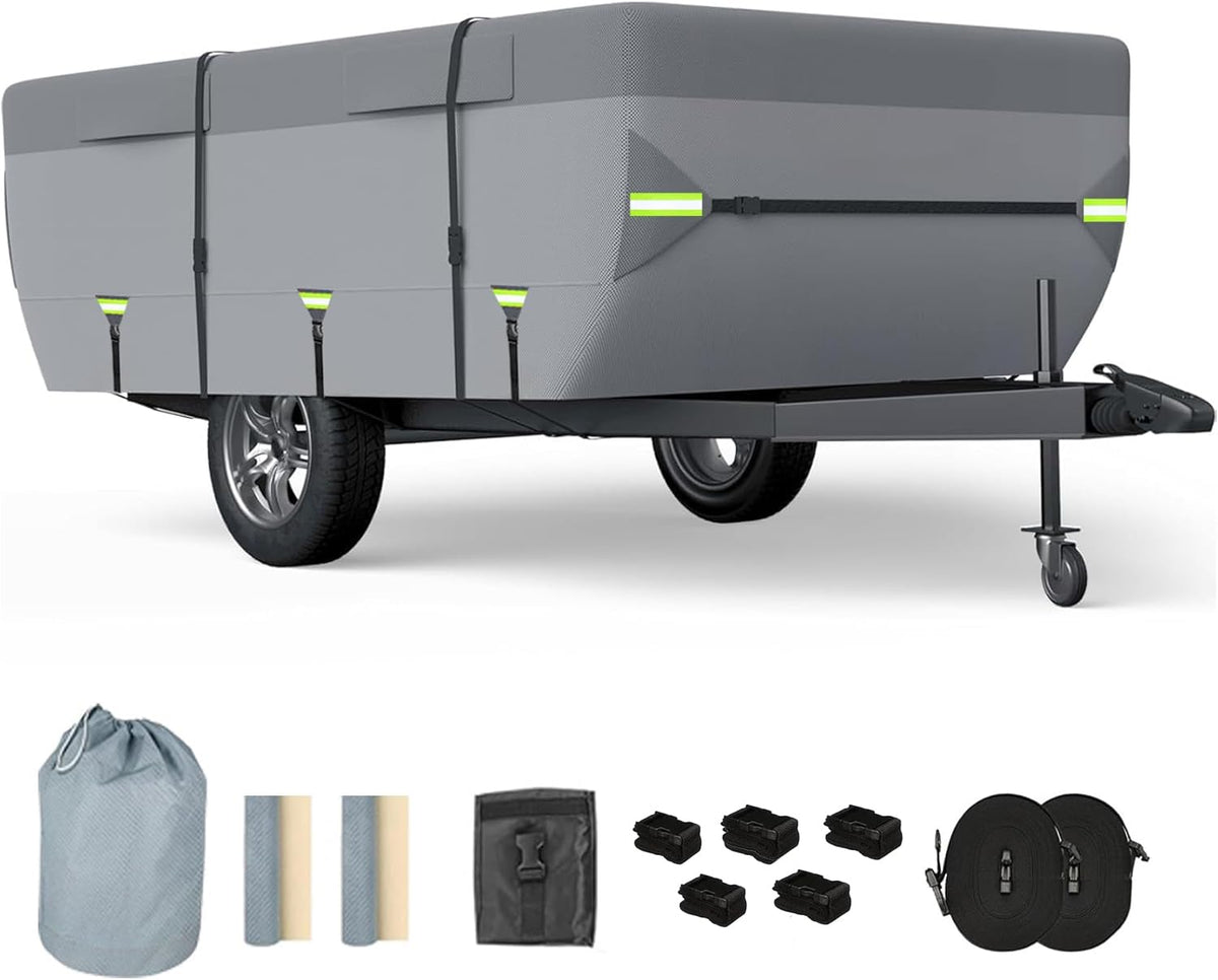 12'-14' 7 Layers Waterproof Breathable Pop Up Folding Camper Cover D986724