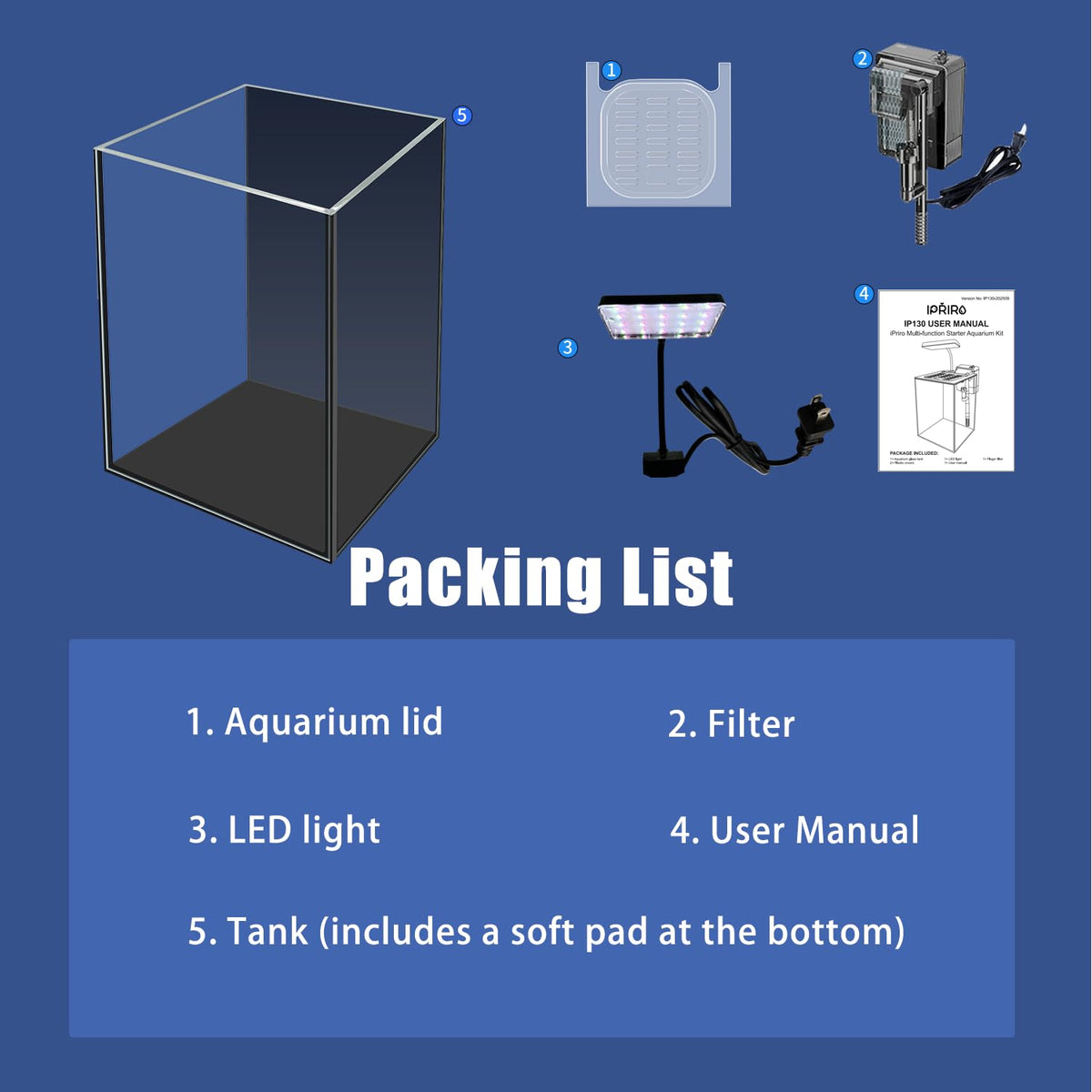 1.5 Gallon Glass Betta Aquarium Starter Kit with LED Light and Power Filter Q383316