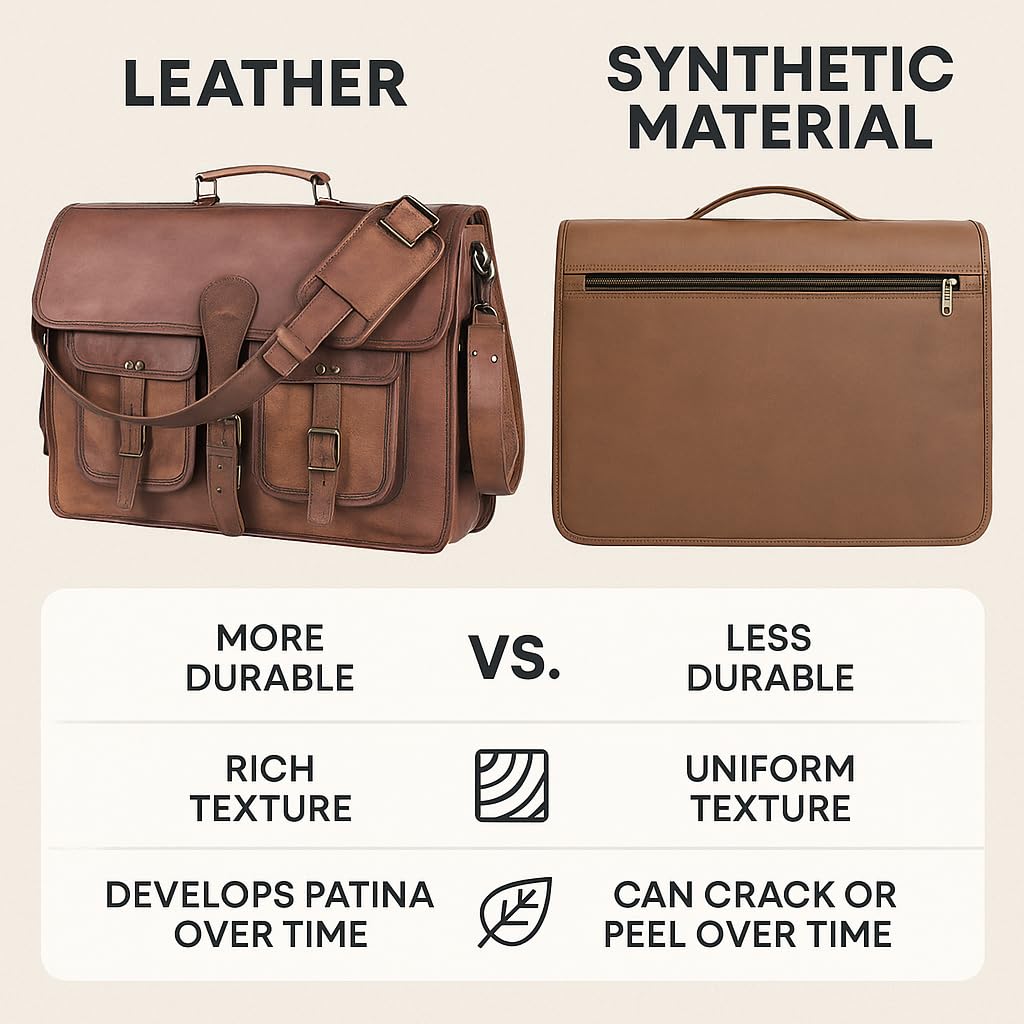 18 inch Leather Messenger Bag W278