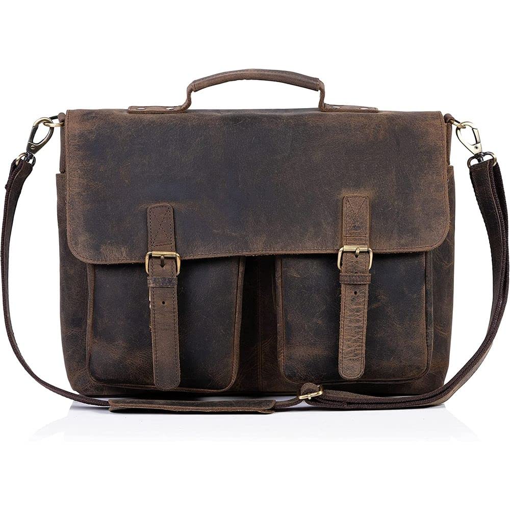 16 Inch Leather Laptop Messenger Bag C6558
