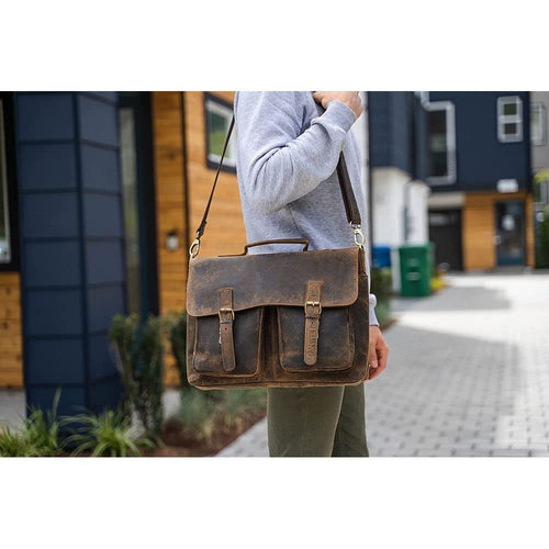 16 Inch Leather Laptop Messenger Bag C6558