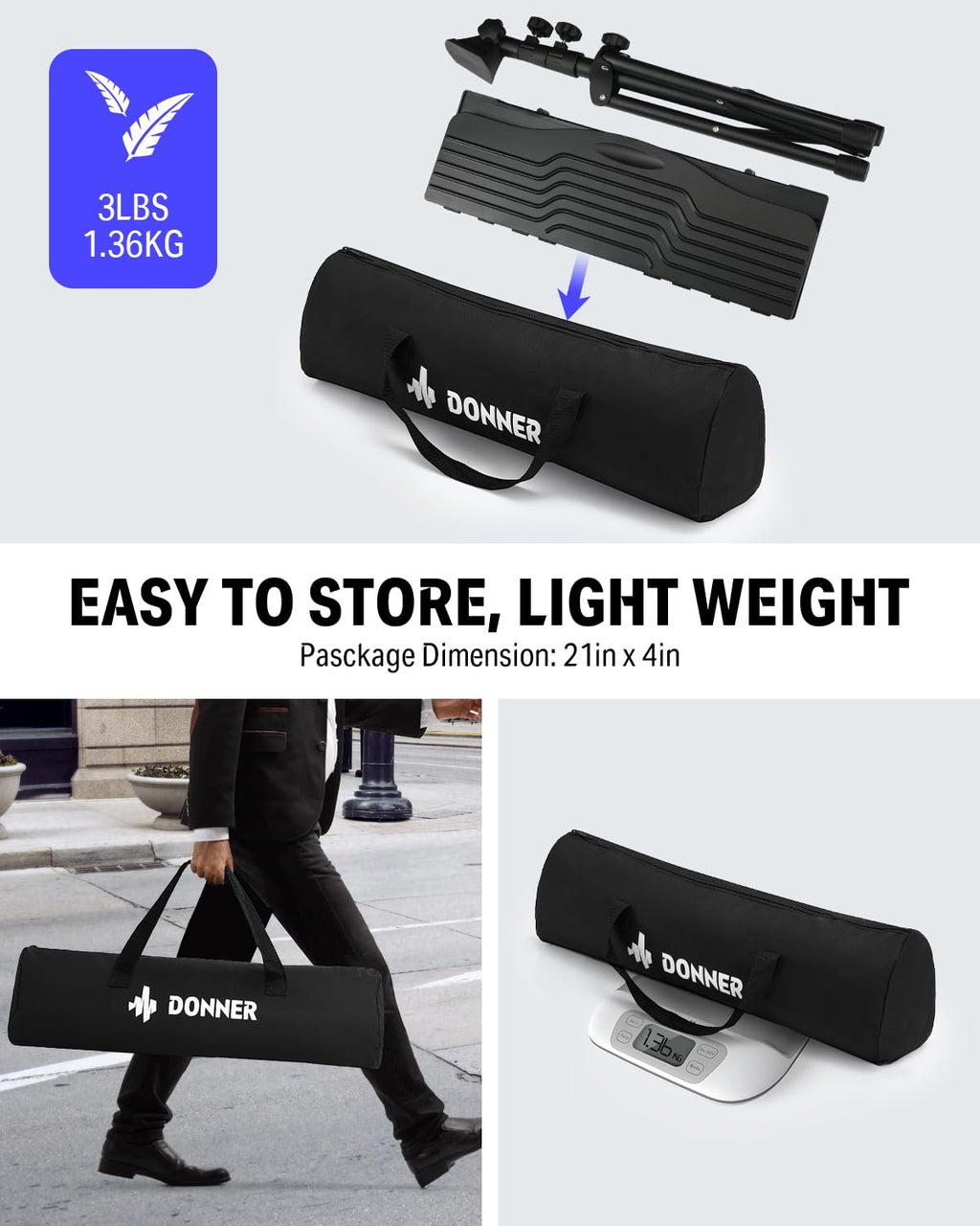Sheet Music Stand with Light & Carrying Bag N6481