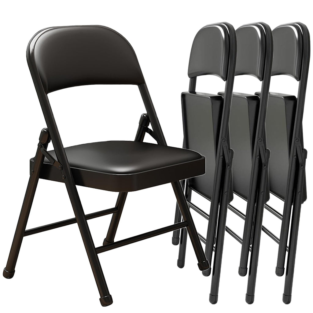 Black Padded Folding Chairs 4 Pack E72649