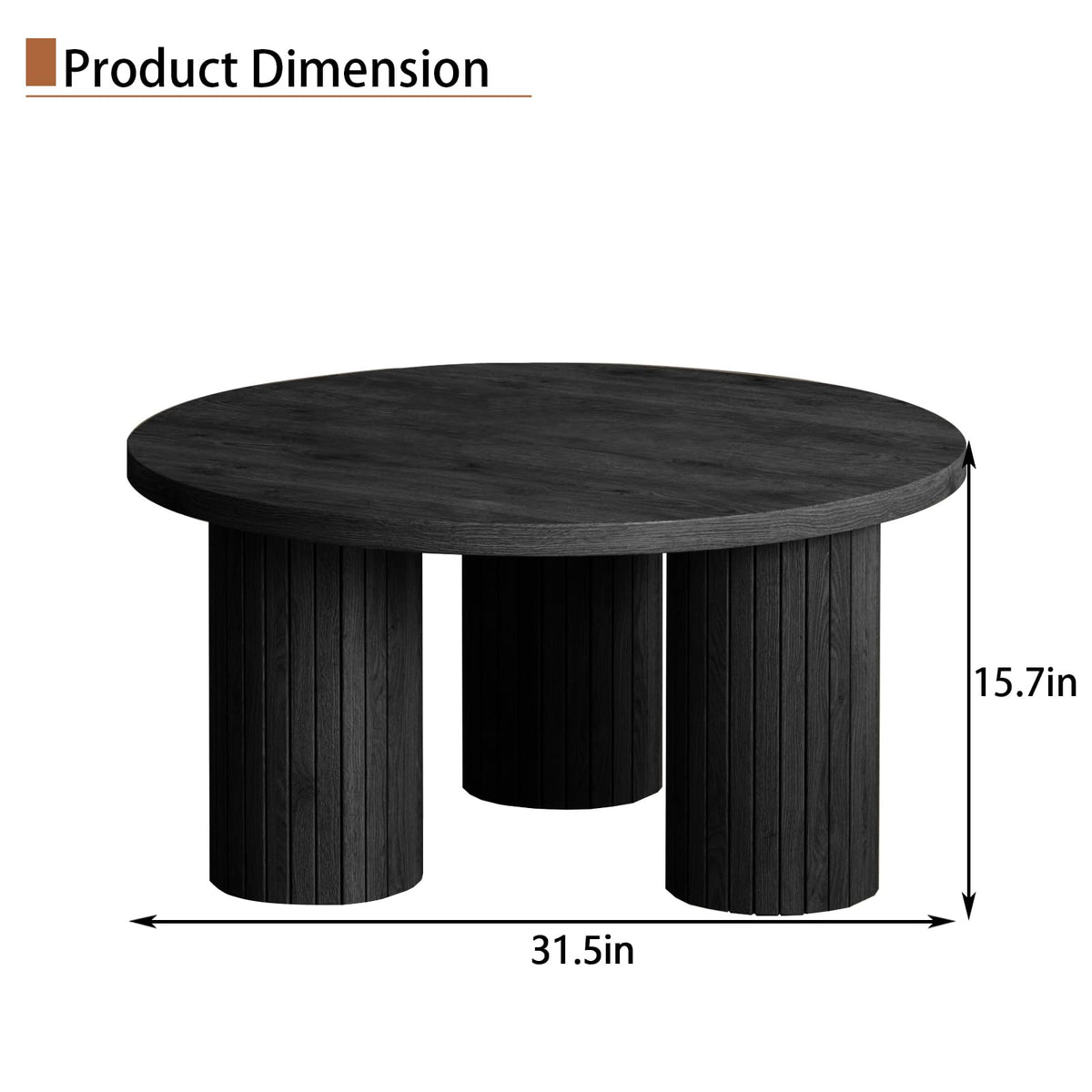 Round Wood Coffee Table with Fluted Legs Q591