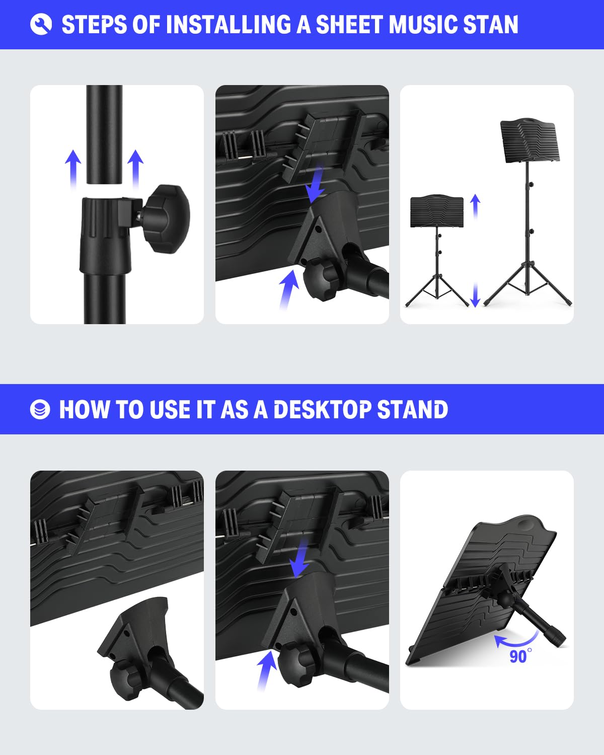 Sheet Music Stand with Light & Carrying Bag N6481