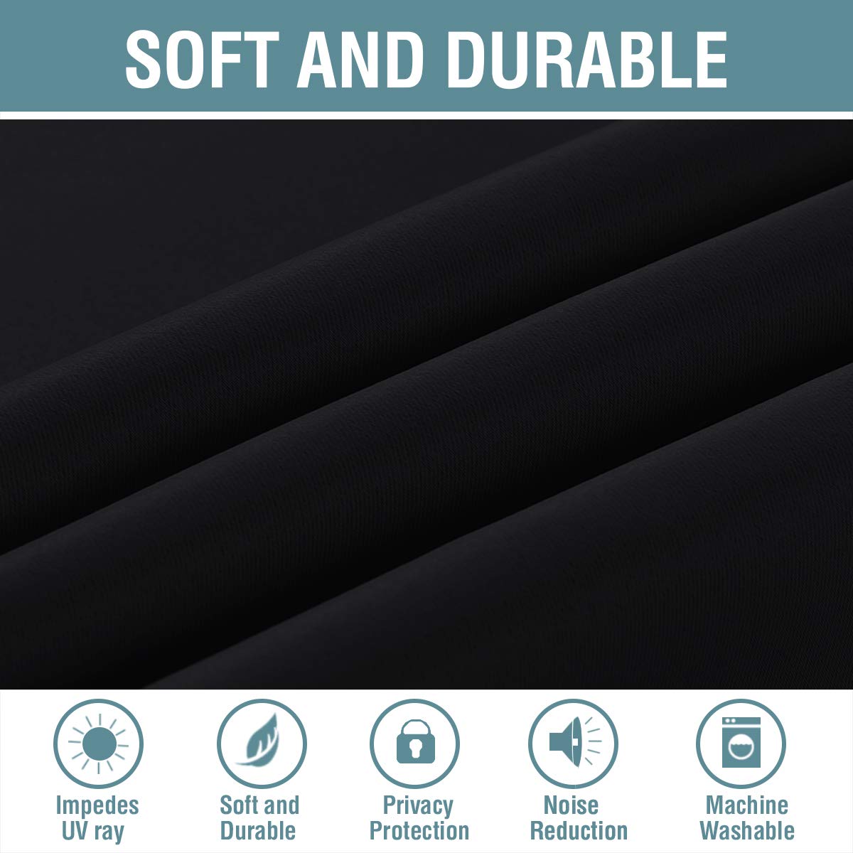 100% Blackout Thermal Insulated 96 inch Grommet Curtains P9305