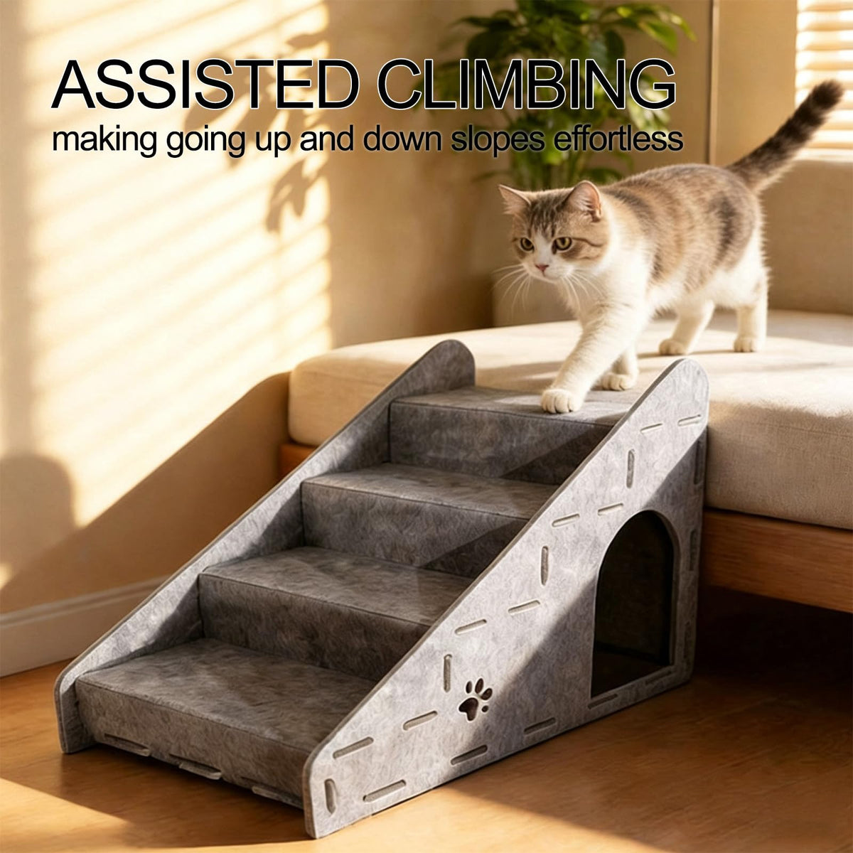 Felt 4-Step Foldable Pet Stairs B1155