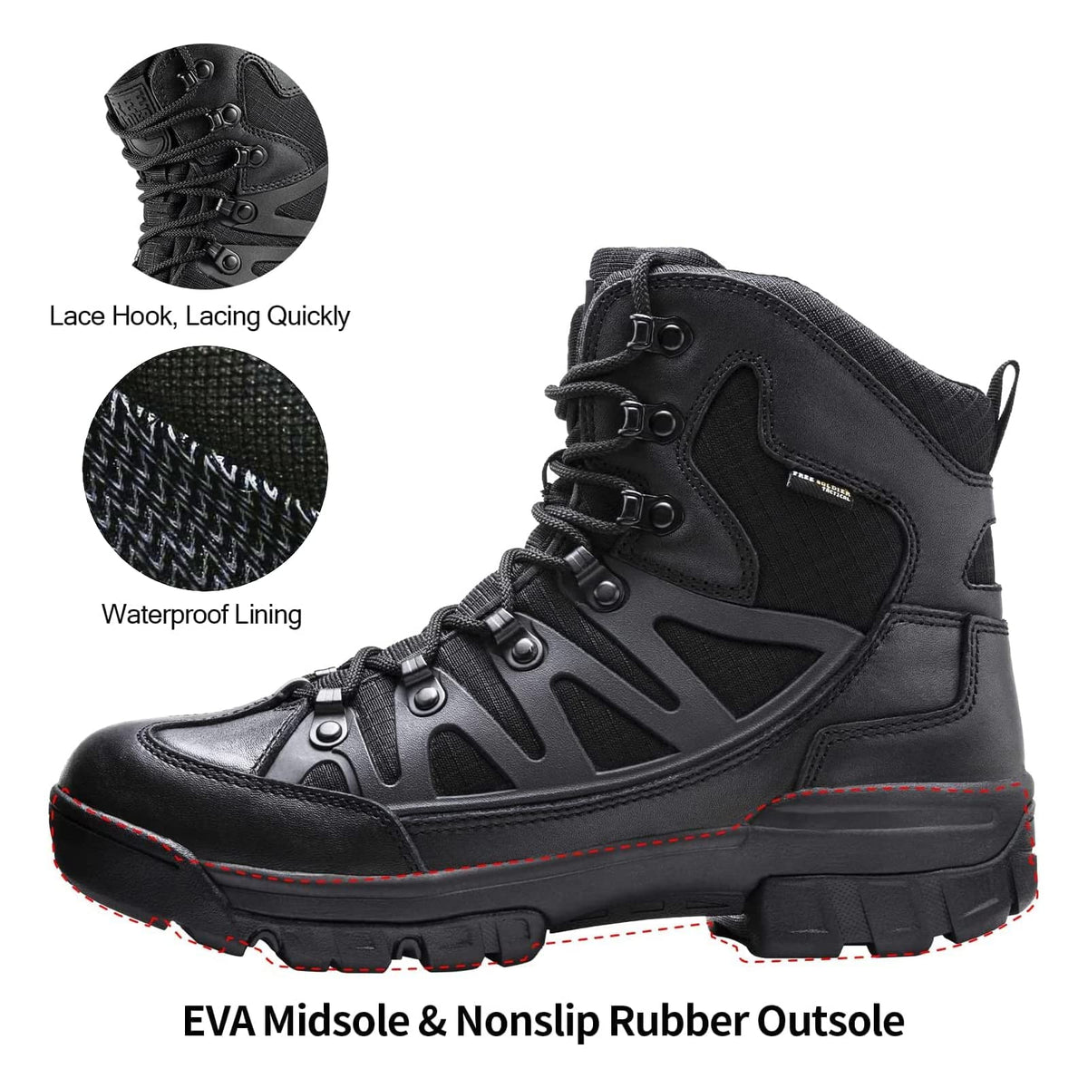 Waterproof Tactical Hiking Work Boots Black 13 U1700