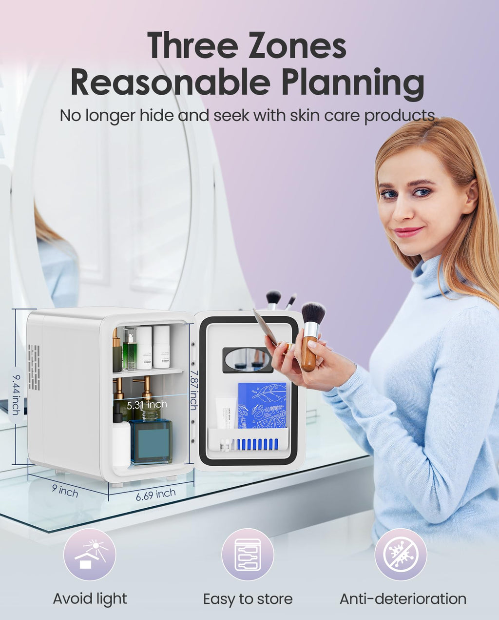 4L Pearly White Mini Skincare Fridge G857577