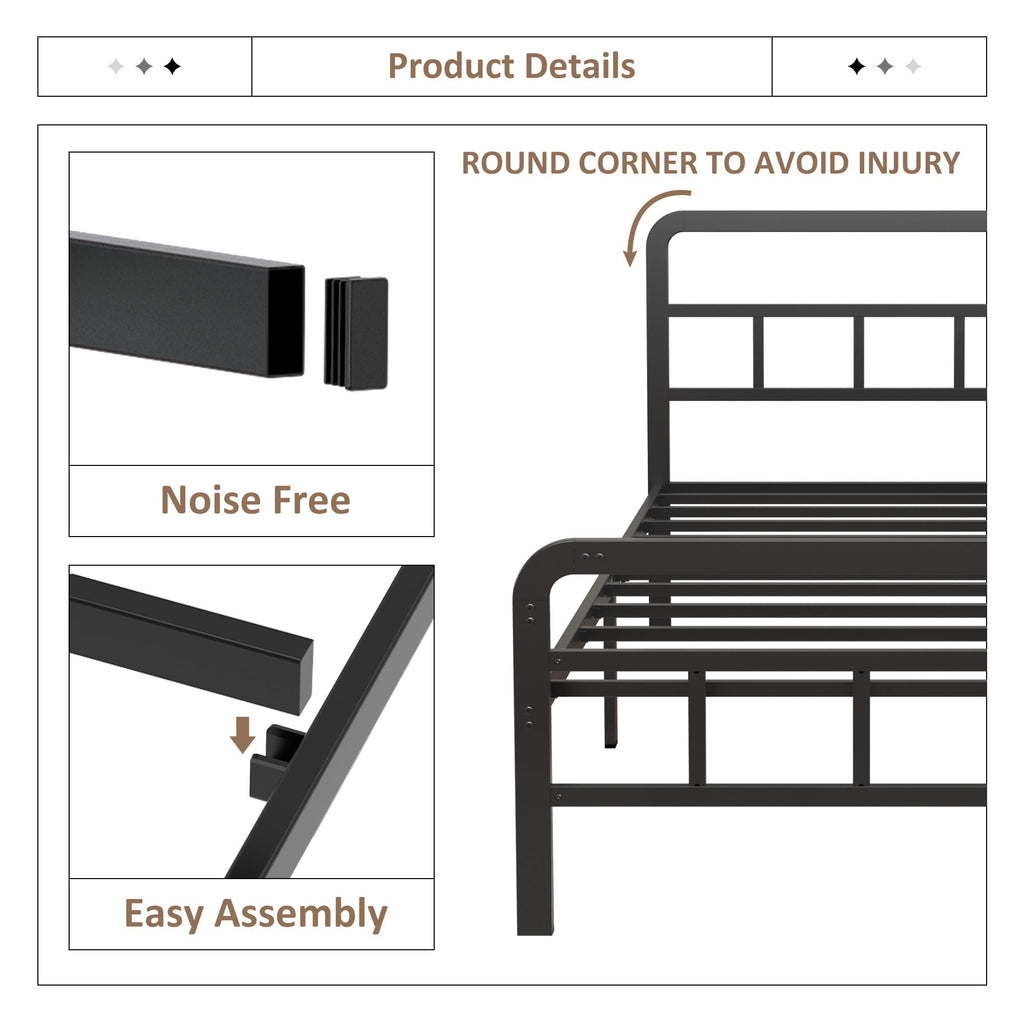 Twin Platform Bed Frame with Headboard and Footboard M675