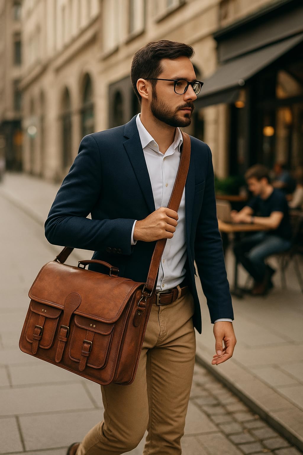 18 inch Leather Messenger Bag W278