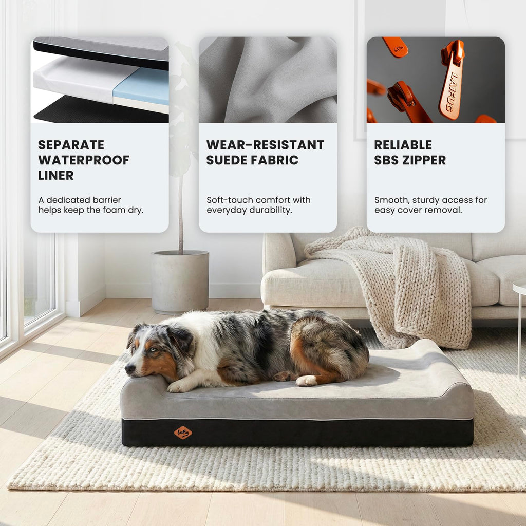 Slate Grey Memory Foam Orthopedic Dog Bed T500932