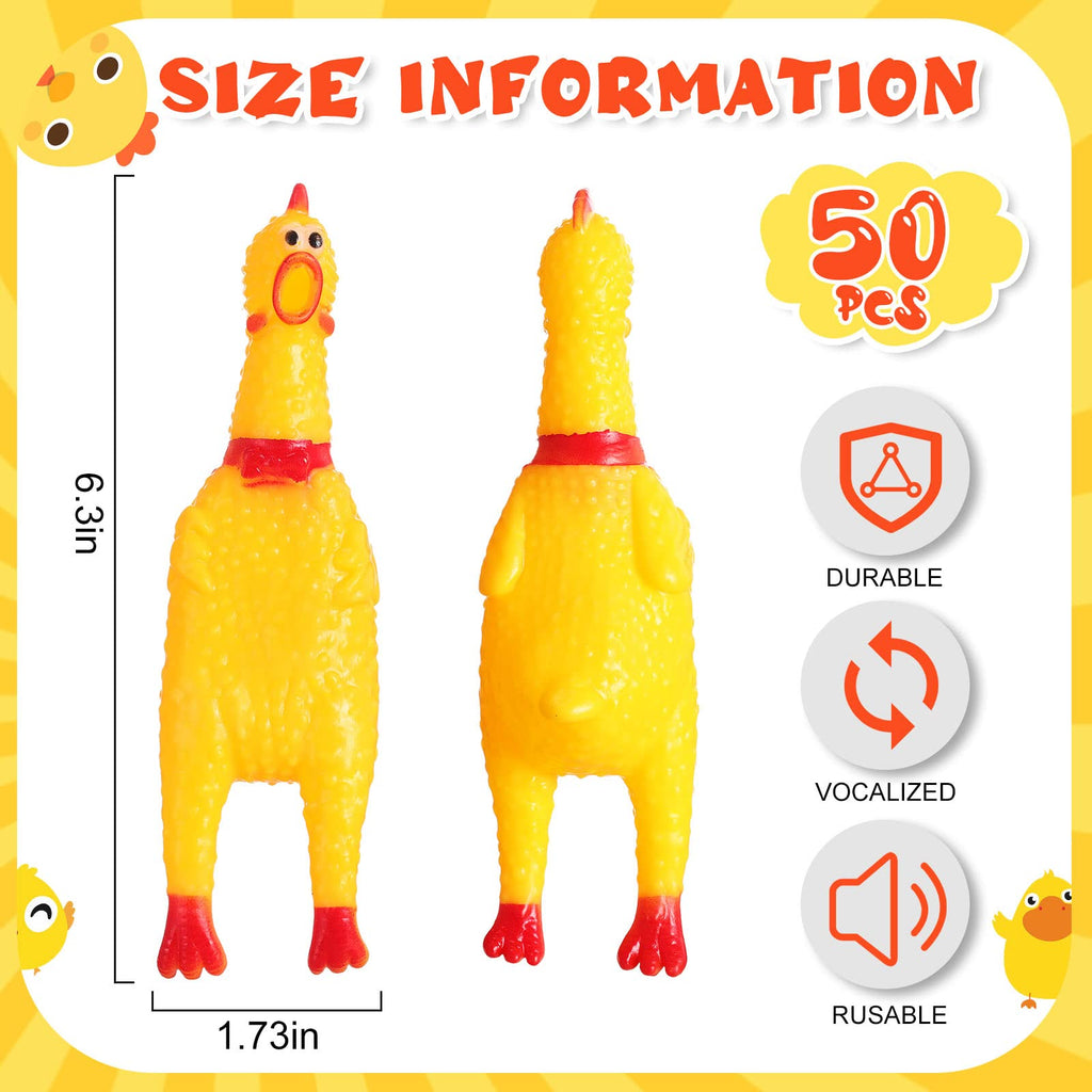 50 Pcs Yellow Rubber Chickens W706