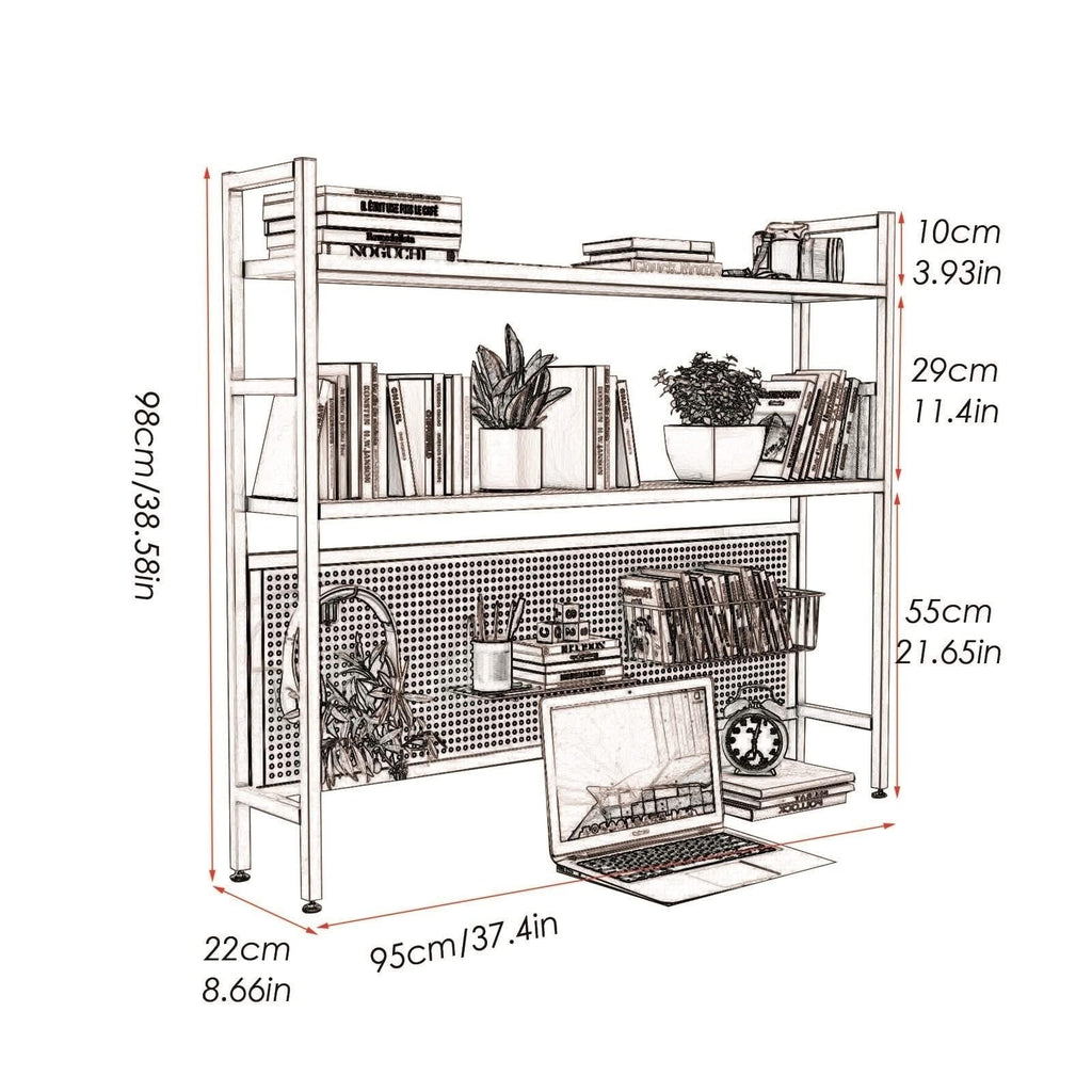2 Tier White Wood Desktop Bookshelf C241293