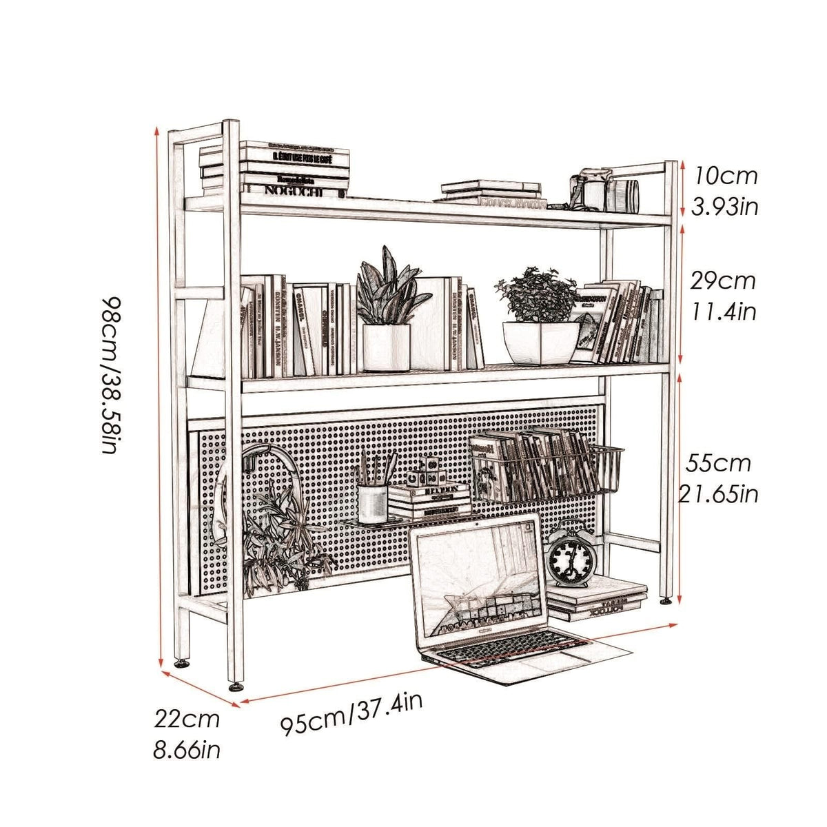 2 Tier White Wood Desktop Bookshelf C241293