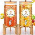 2 Pack 3 Gallon Glass Drink Dispensers B8682