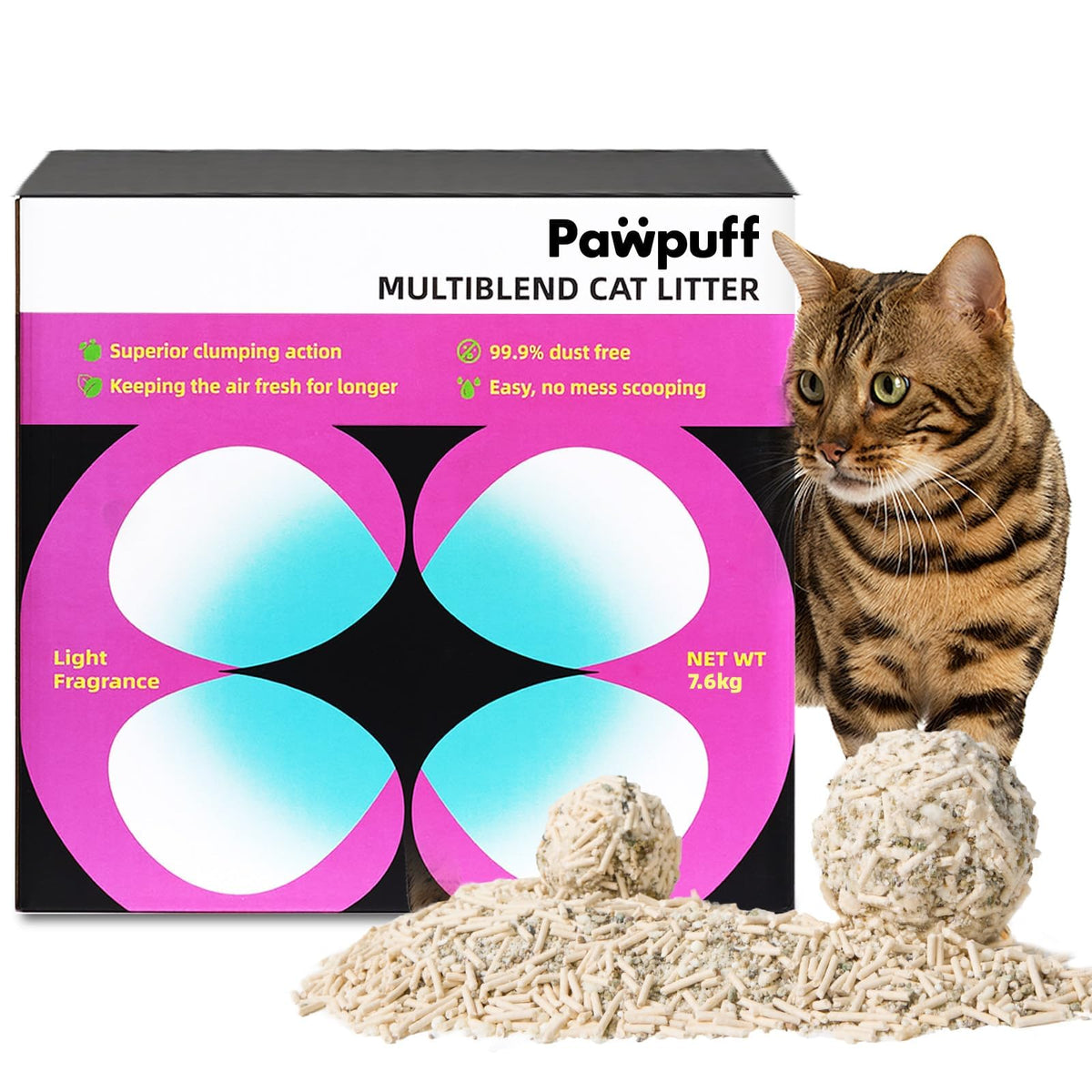 Clumping Cat Litter 99.9% Dust Free Flushable Mixed Tofu and Bentonite Odor Control 16.8lb P393083