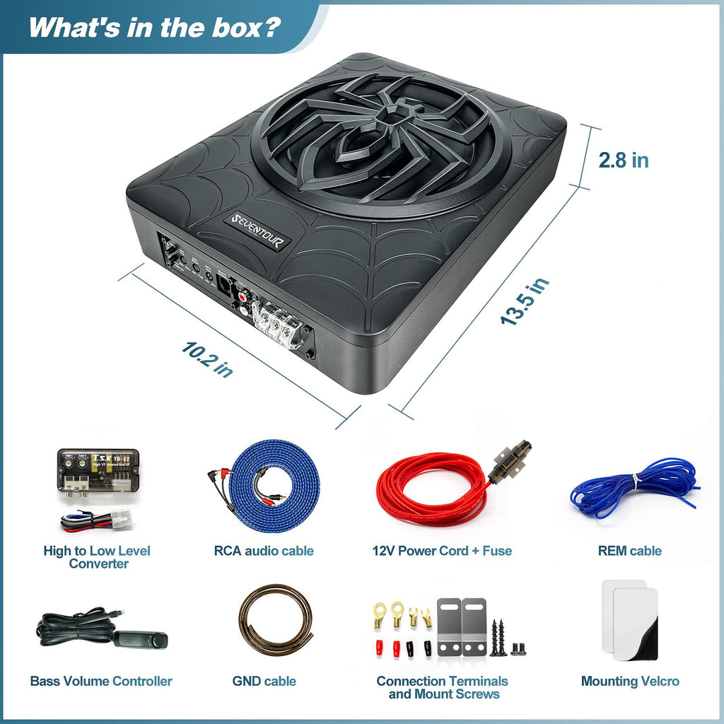 10" 1200W Powered Car Subwoofer with Amplifier T53564