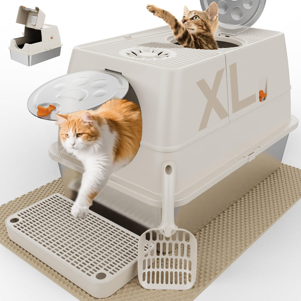 XL Stainless Steel Enclosed Litter Box with Lid H589714