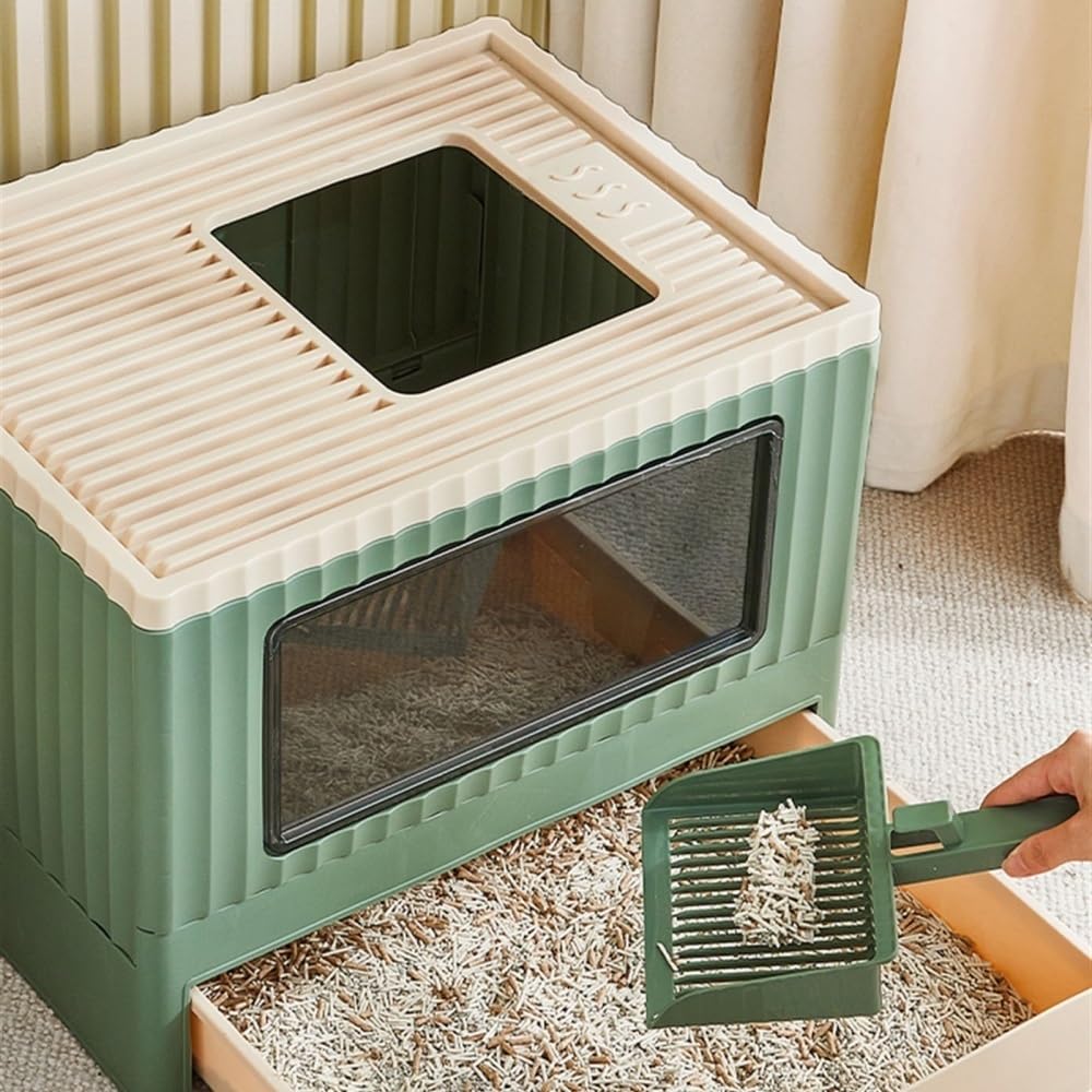 Foldable Top Entry Cat Litter Box with Lid D946