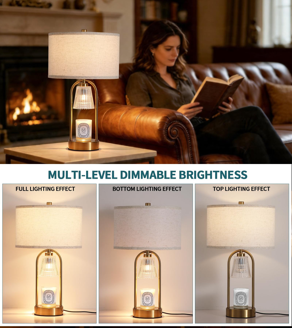 2 in 1 Gold Candle Warmer and Table Lamp Q390016