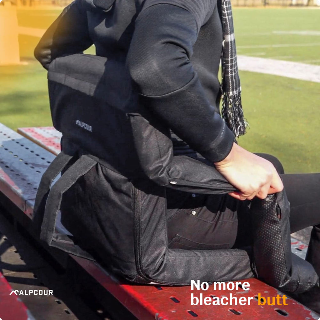 Heated Massage Reclining Stadium Seat with Back Support and Cushion S6174